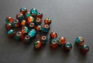 Skleněné práskané kuličky 6mm HNĚDOTYRKYSOVÉ
