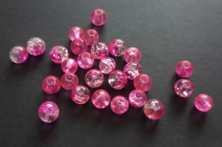 Skleněné práskané kuličky 6mm TMAVĚ RŮŽOVÉ