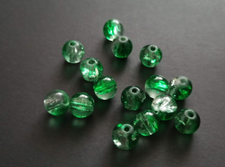 Skleněné práskané kuličky 10mm ZELENÉ