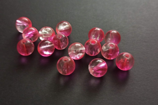 Skleněné práskané kuličky 10mm SVĚTLE RŮŽOVÉ