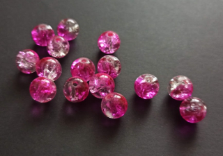 Skleněné práskané kuličky 10mm CYKLÁMOVÉ