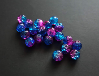 Skleněné práskané kuličky 8mm MODROFIALOVÉ