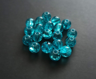 Skleněné práskané kuličky 8mm TYRKYSOVÉ