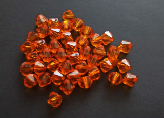 Akrylové korálky broušená sluníčka 8/8mm TMAVĚ ORANŽOVÉ