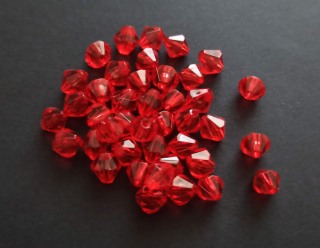 Akrylové korálky broušená sluníčka 8/8mm ČERVENÉ