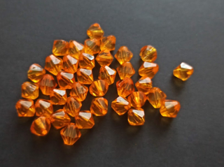 Akrylové korálky broušená sluníčka 8/8mm SVĚTLE ORANŽOVÉ