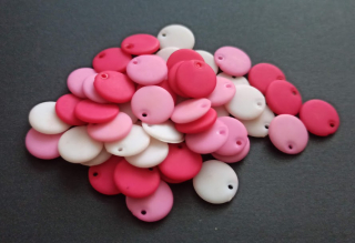 Plastové korálky lentilky 11mm MIX RŮŽOVÝ