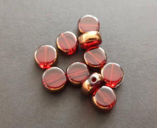 Skleněné korálky kulaté pokovené 9mm ČERVENÉ