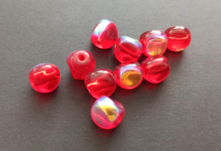 Skleněné korálky mačkané pokovené 10mm ČERVENÉ