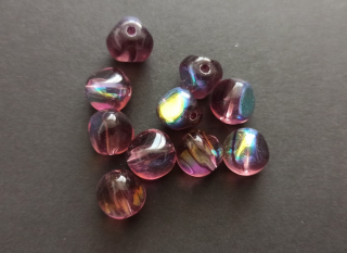 Skleněné korálky mačkané pokovené 10mm FIALOVÉ