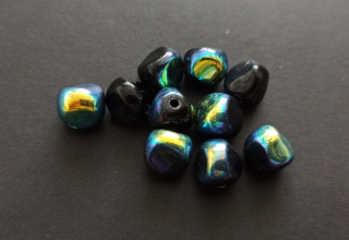 Skleněné korálky mačkané pokovené 10mm ČERNÉ
