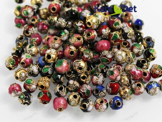 Kovové korálky Cloisonné 5mm MIX