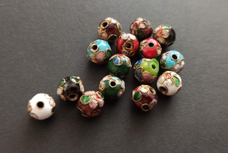 Kovové korálky Cloisonné 8mm MIX