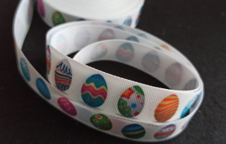 Rypsová stuha vajíčka BÍLÁ 18mm