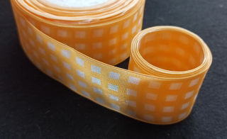 Organzová stuha kostkovaná ŽLUTÁ 38mm