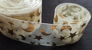 Organzová stuha se zlatým potiskem SMETANOVÁ 38mm