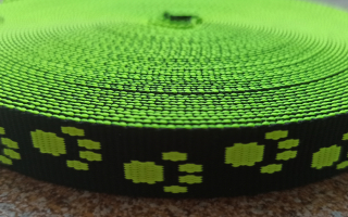 Popruh polyesterový tlapičky ZELENÝ NEON 15mm