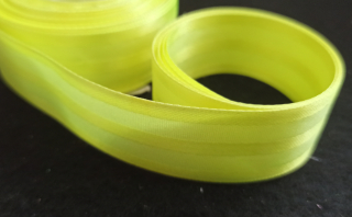 Saténová stuha proužkovaná ŽLUTÁ NEON 24mm