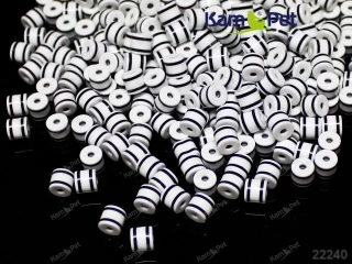 Proužkované válečky 6/5mm BÍLÁ