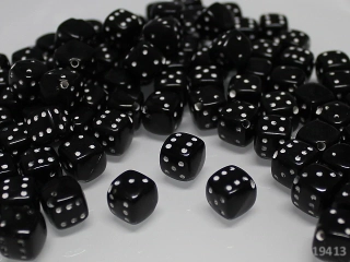 Akrylové korálky hrací kostky 12/12mm ČERNÁ