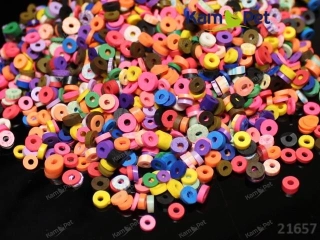 Fimo korálky heishi 6mm MIX