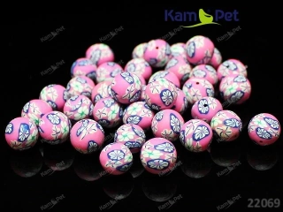 Fimo korálky kulaté 12mm RŮŽOVÉ