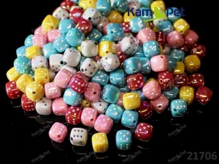 Akrylové korálky hrací kostky 8/8mm AB MIX